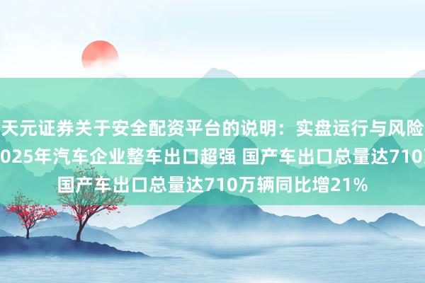 天元证券关于安全配资平台的说明：实盘运行与风险认知 崔东树：2025年汽车企业整车出口超强 国产车出口总量达710万辆同比增21%